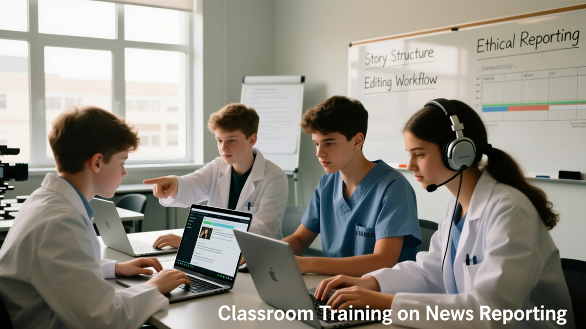 Classroom training on news reporting.