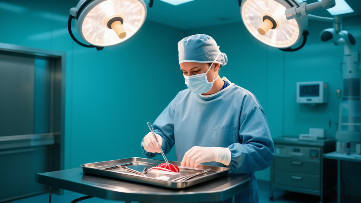 Operation Theatre Technology technician preparing surgical instruments